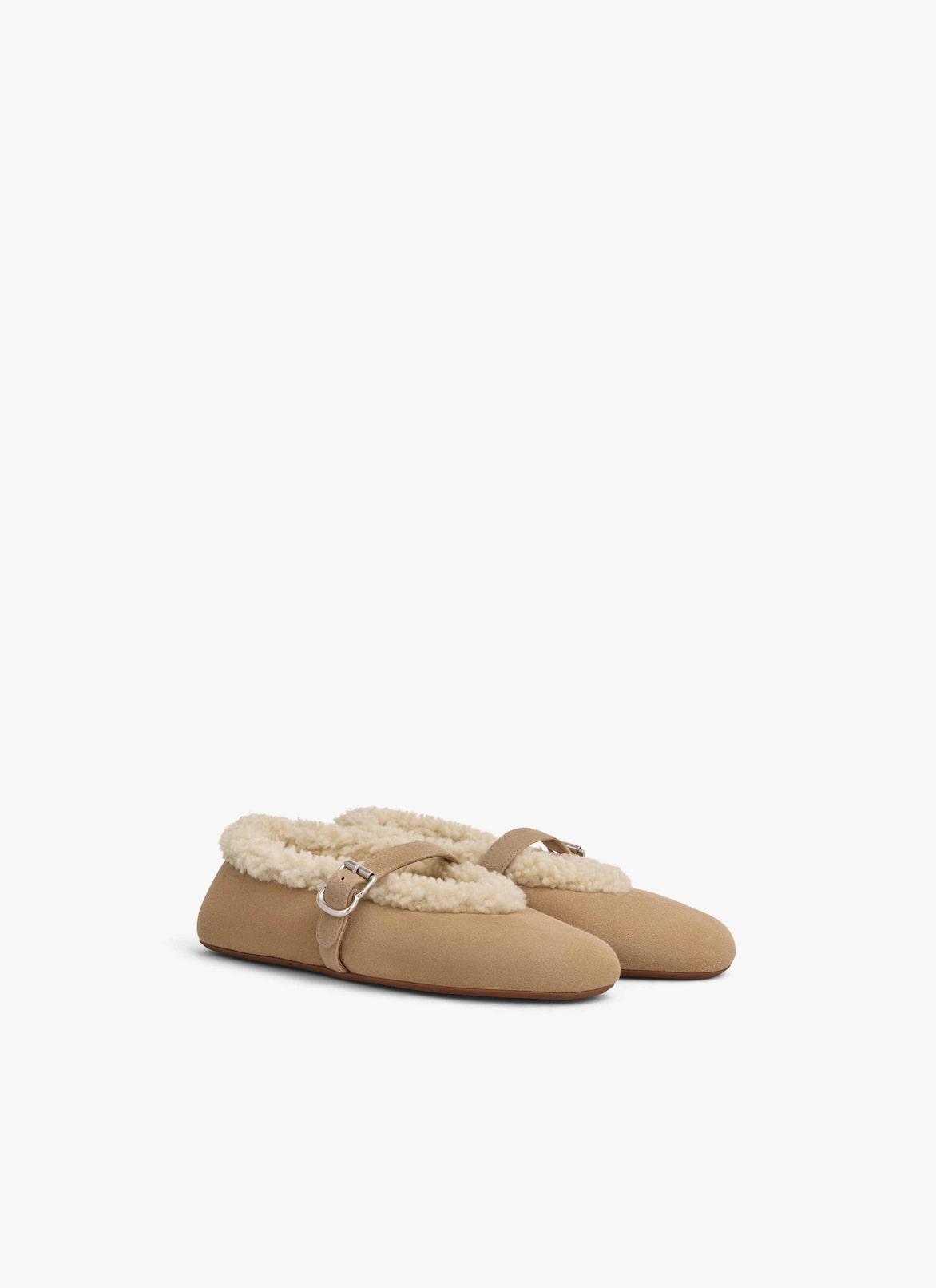 BALLET FLATS IN MERINO SHEARLING ALAÏA CAMEL BALLET FLATS IN MERINO SHEARLING